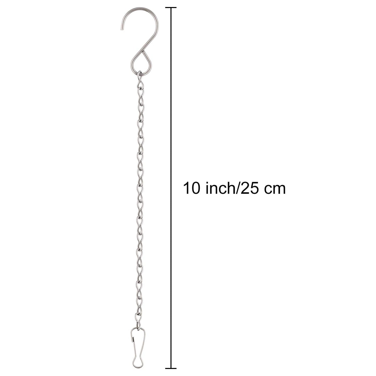 FEPITO 12 Pack Hanging Chains, 10 Inch Hanging Basket Chains, Garden Plant Hangers Metal Chains with Hooks Clips for Bird Feeders, Wind Chimes, Lanterns, Planters, Decorative Ornaments