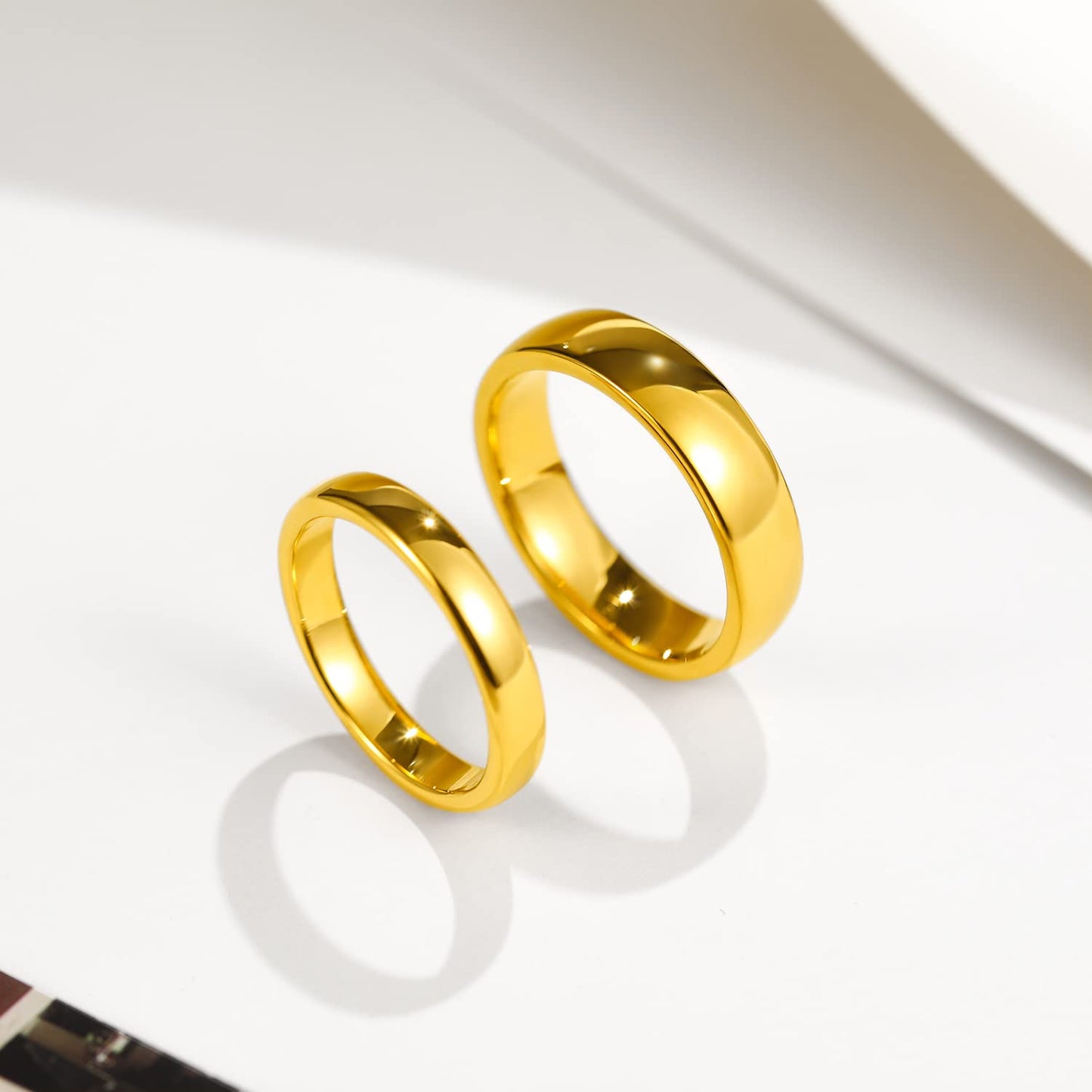 Greenpod 4mm 24K Gold Plated Tungsten Rings for Women High Polish Dome Plain Classic Wedding Bands Comfort Fit Size 4