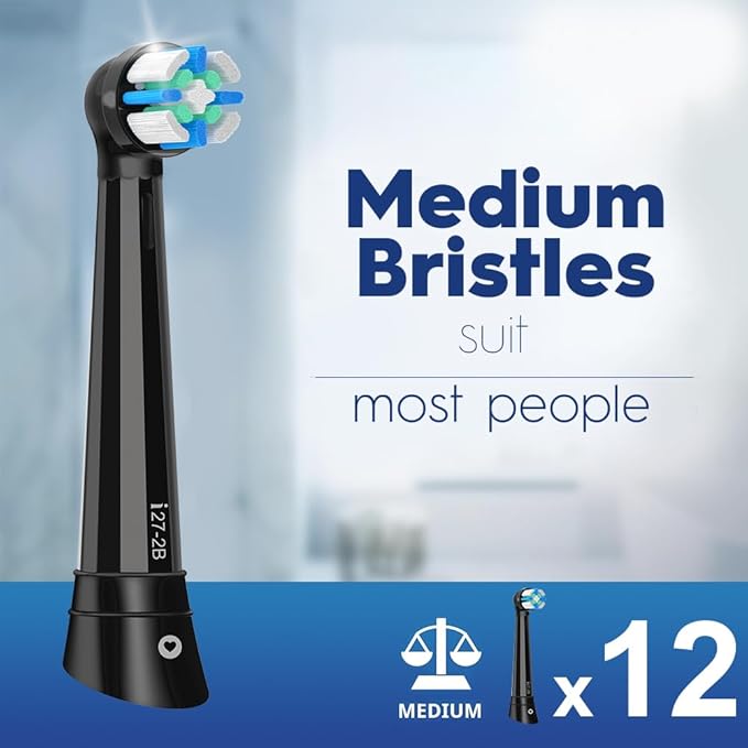 12 Pack IO Replacement Heads Compatible with Oral B iO 2/3/4/5/6/7/8/9/10 Series Electric Toothbrush, Brush Heads Compatible with Oral B iO for Gentle Dental Care (Black)