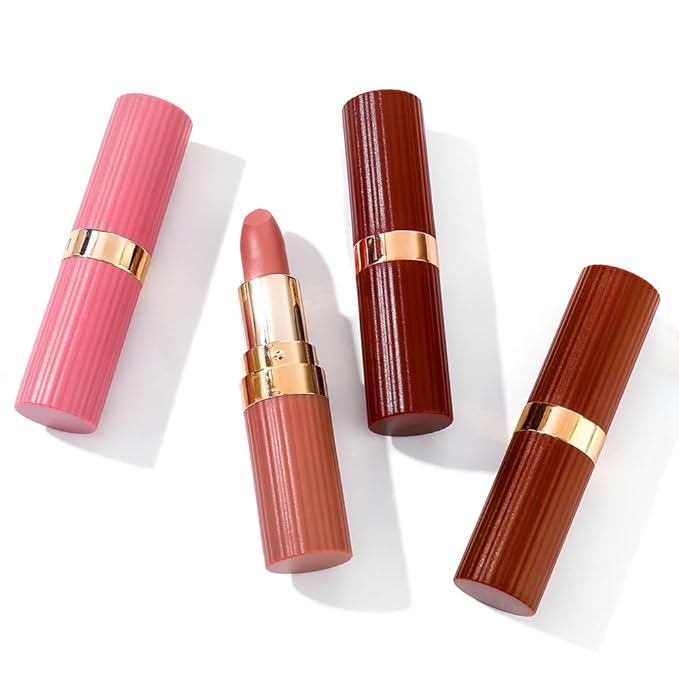 Warm Brown Nude Lip Stick,Matte Cream Lipstick Set for Women,Long Lasting Waterproof Smudge Proof Velvet lipsticks Crayon,Lip Makeup Kit Travel Size,Vegan & Cruelty-free (Pack of 1)