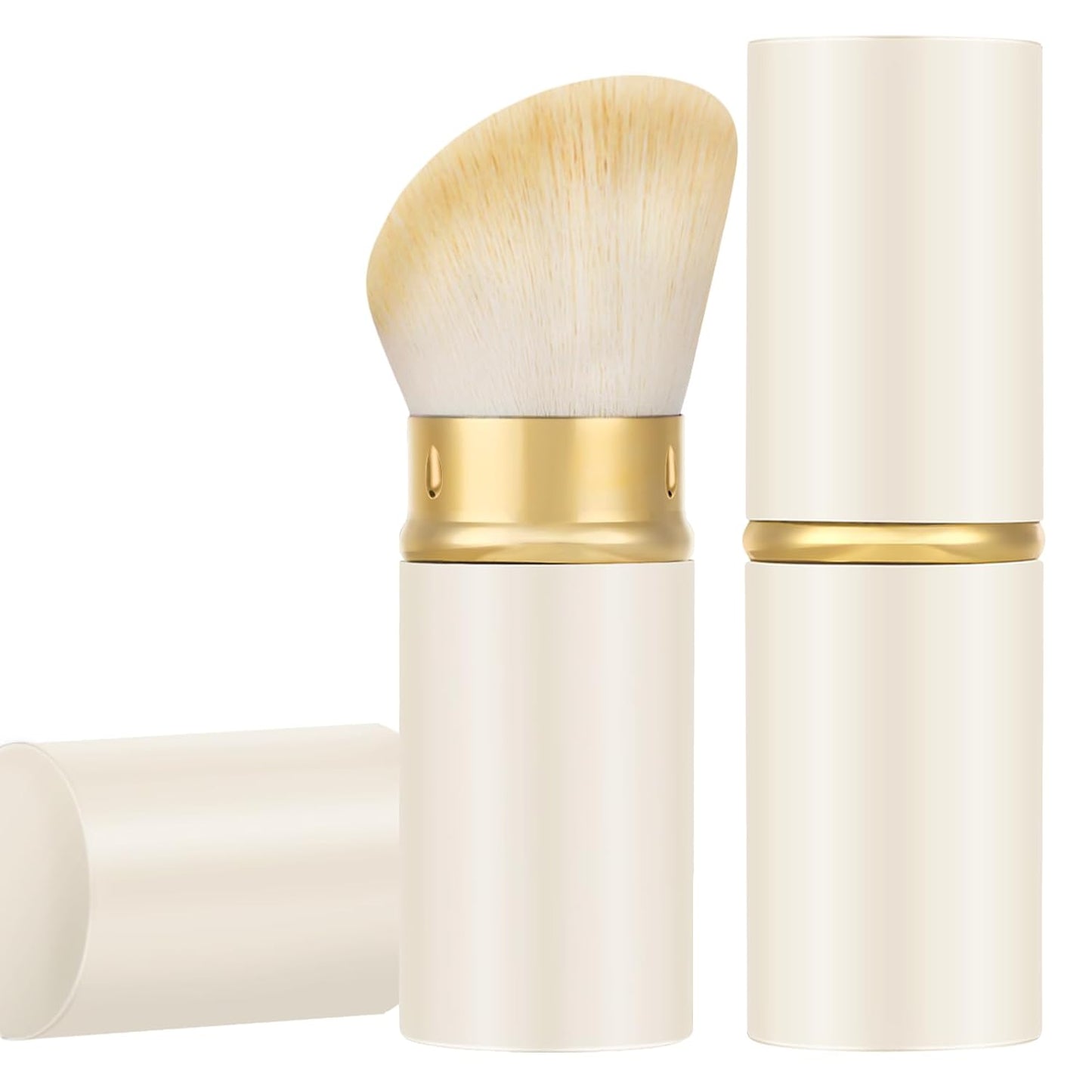 Falliny Retractable Kabuki Makeup Brush, Angled Travel Powder Foundation Blush Brush Makeup Brush for Blush, Sunscreen,Bronzer, Buffing, Concealer,Highlighter, Powder Cosmetics