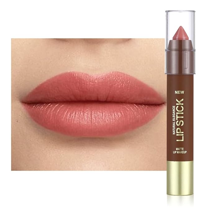 Nude Pink Matte Lipstick Crayon for Women, 24 Hour Lipstick Lip Liner Pencil Long Lasting Waterproof Smudge Proof, Vegan & Cruelty-Free, Neutral lip liner marker Easy Application Full Coverage B03#