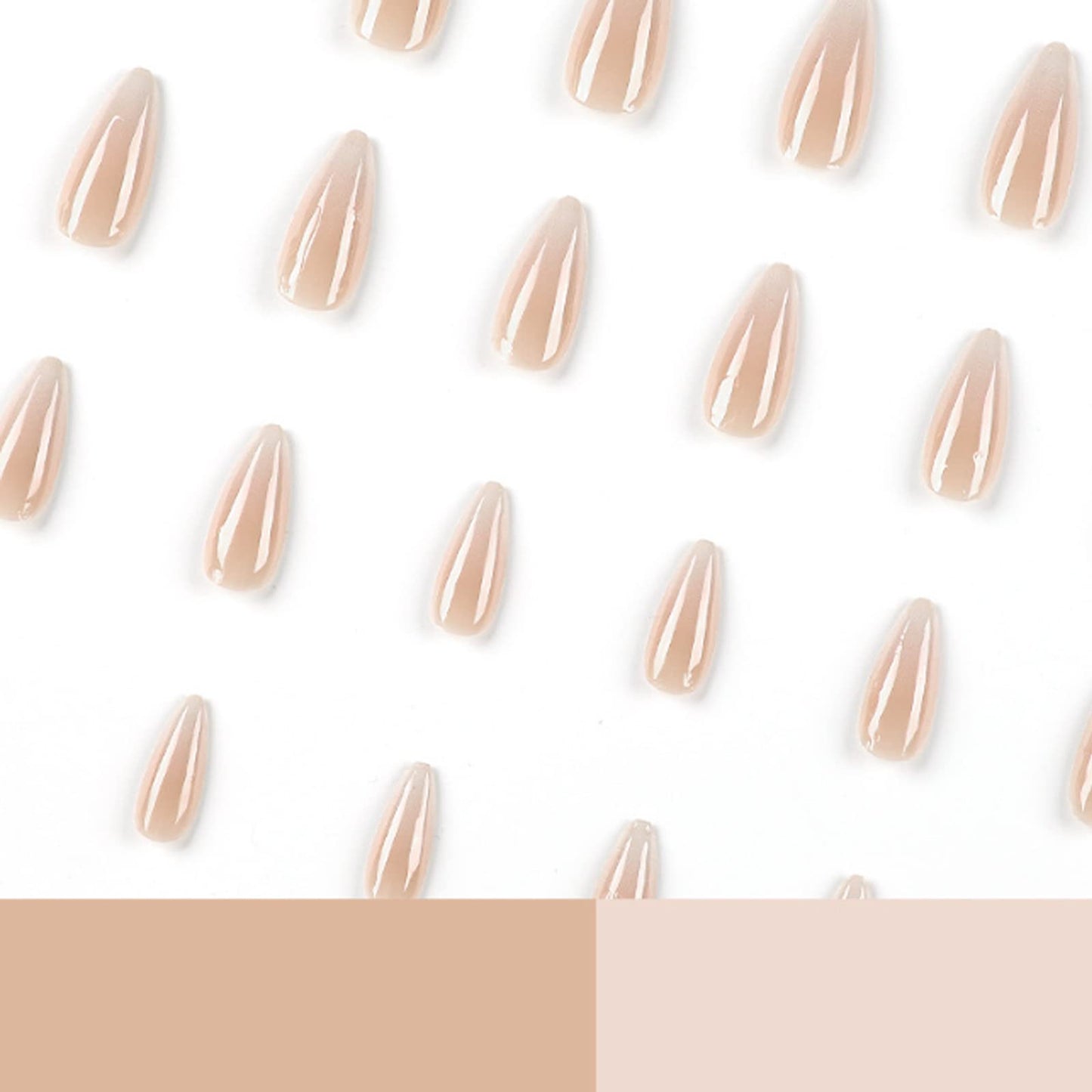 Kamize Almond Fake Nails Long Acrylic Press on Nails Gradient Full Cover False Nails Jelly for Women and Girls 24PCS