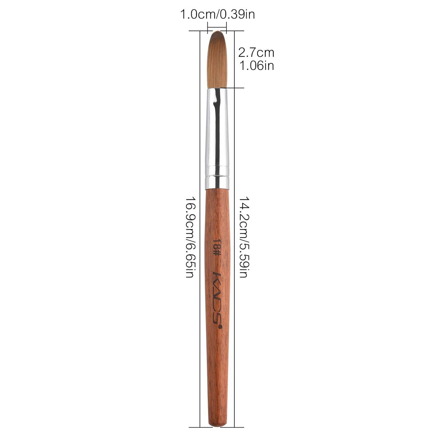 Rolabling Nail Brush Kolinsky Sable Acrylic Nail Art Brush Professional Red Wooden Nail Brush (18#)