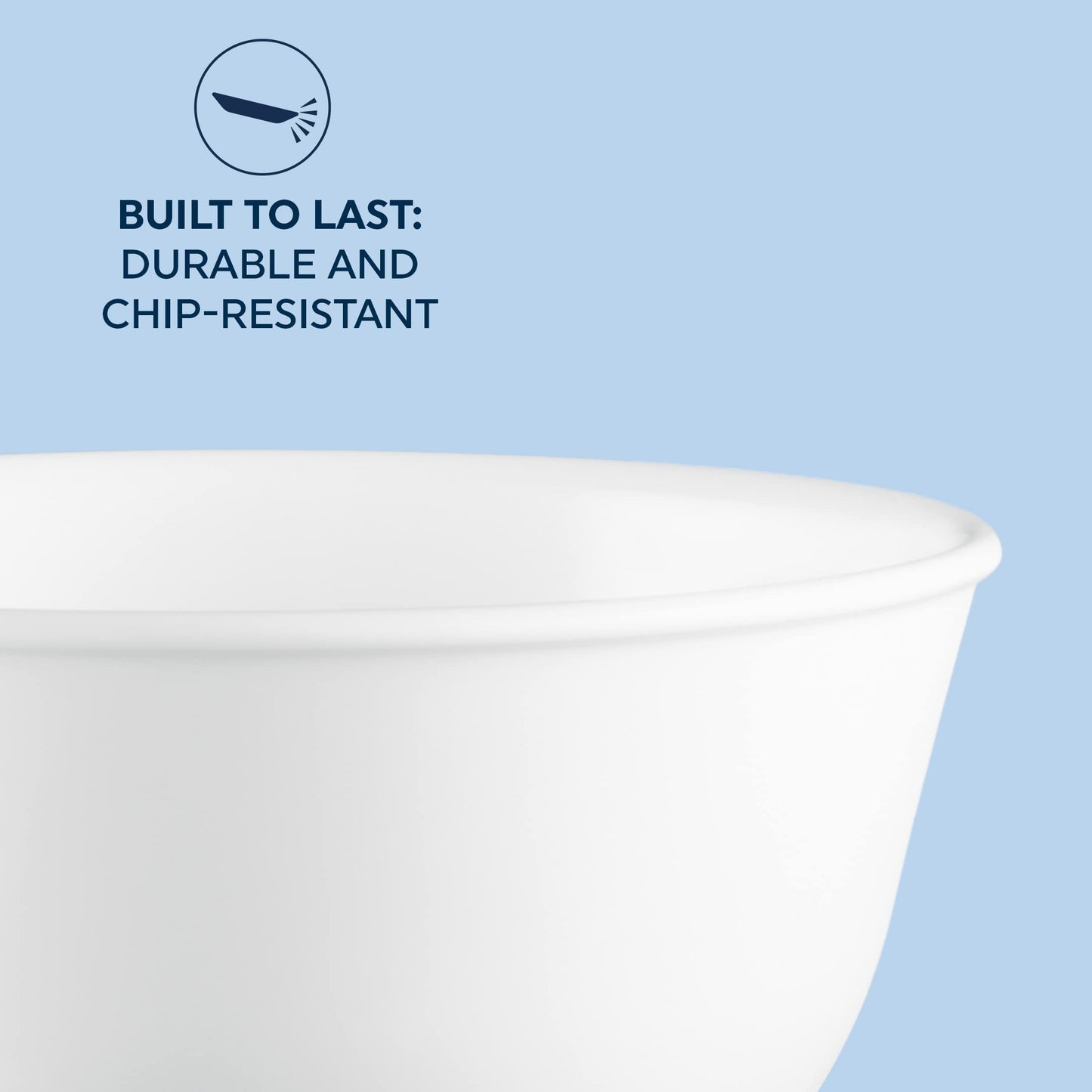 Corelle Vitrelle 28-oz Soup/Cereal Bowls Set of 6 Chip & Crack Resistant Dinnerware Bowls for Soup, Ramen, Cereal and More, Triple Layer Glass, Winter Frost White