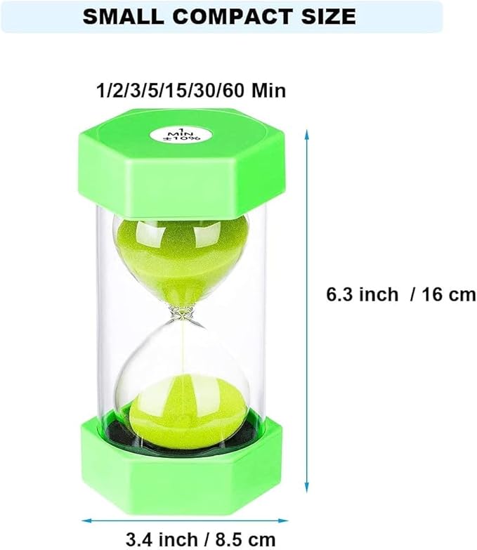 Hourglass Timer Sand Clock 3 Minute： Colorful Sand Timer 3 Minute, Small Green Sand Watch 3 Minute, Plastic Hour Glass Sandglass Timer for Kids, Games, Classroom, Kitchen, Decoration