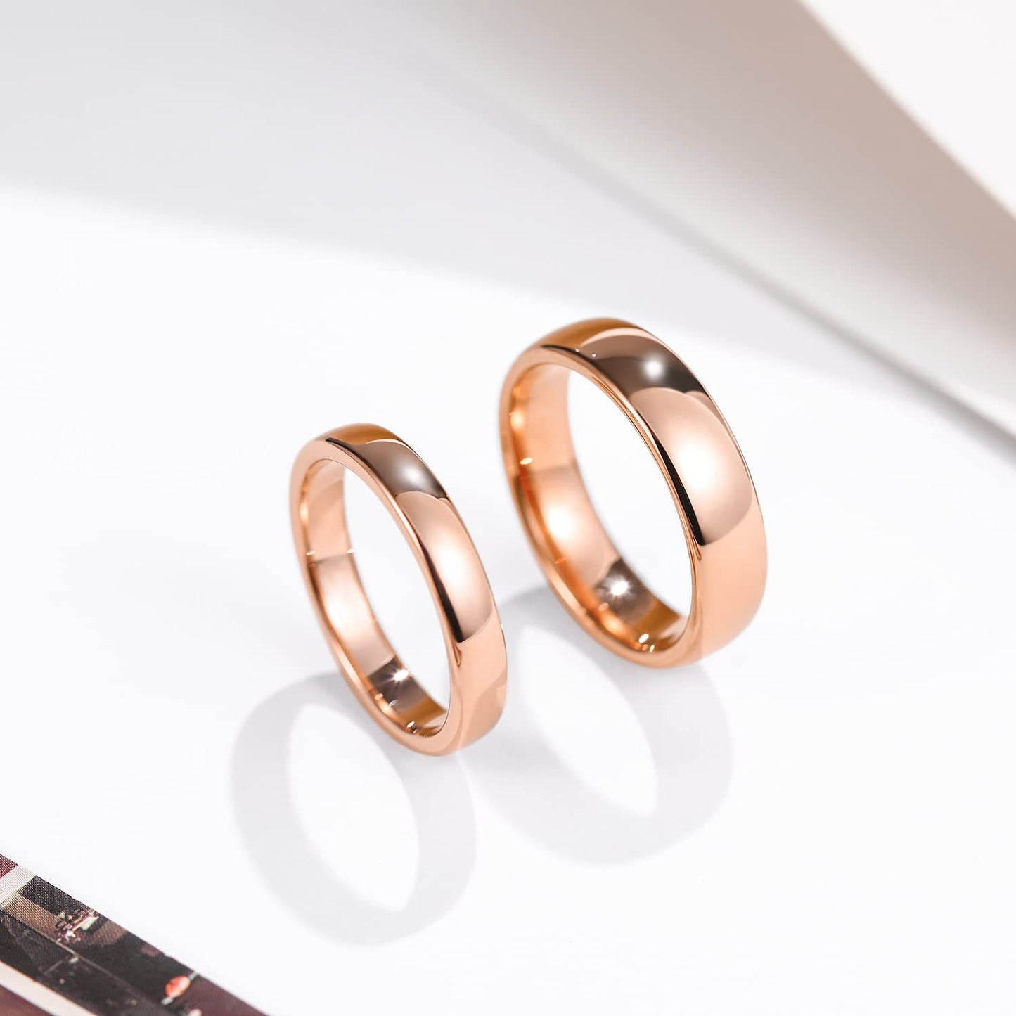 Greenpod 4mm Tungsten Rings for Women High Polished Plain Dome Rose Gold Plated Classic Wedding Band Comfort Fit Size 6.5