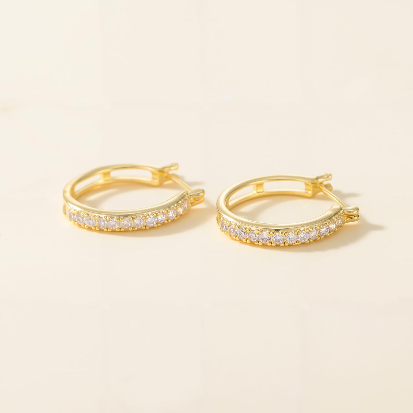RYHIX 14K Gold Hoop Earrings for Women Small 14K Gold Earrings Trendy Womens Hoops Earring with Cubic Zirconia Hypoallergenic 25mm