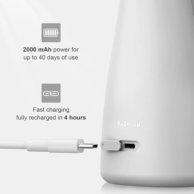 Water Dental Flosser for Teeth, Portable Cordless Water Flosser with 300ML Rechargeable with Type-C, IPX7 Waterproof Water Flossers for Adults with 3 Intensity Modes and 3 Flossing Tips Silver White