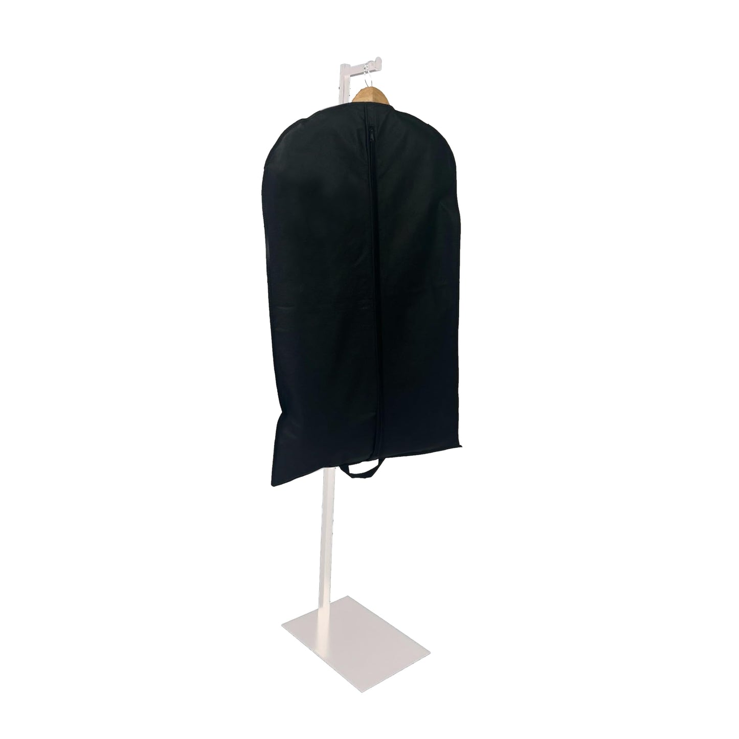 SSWBasics Adjustable White Costumer Stand – Single Arm Clothes Rack - Retail Clothing and Garment Display Stand – Ideal For Showcasing Hanging Items In Thrift Shops, Boutiques and Retail Stores