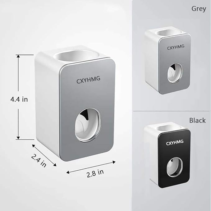 Toothpaste Dispenser, 2 PCS Automatic Toothpaste Squeezer Dispenser for Kids & Family Shower, is Wall Mount Bathroom Accessories with Super Sticky Suction Pad. (Grey-Grey)