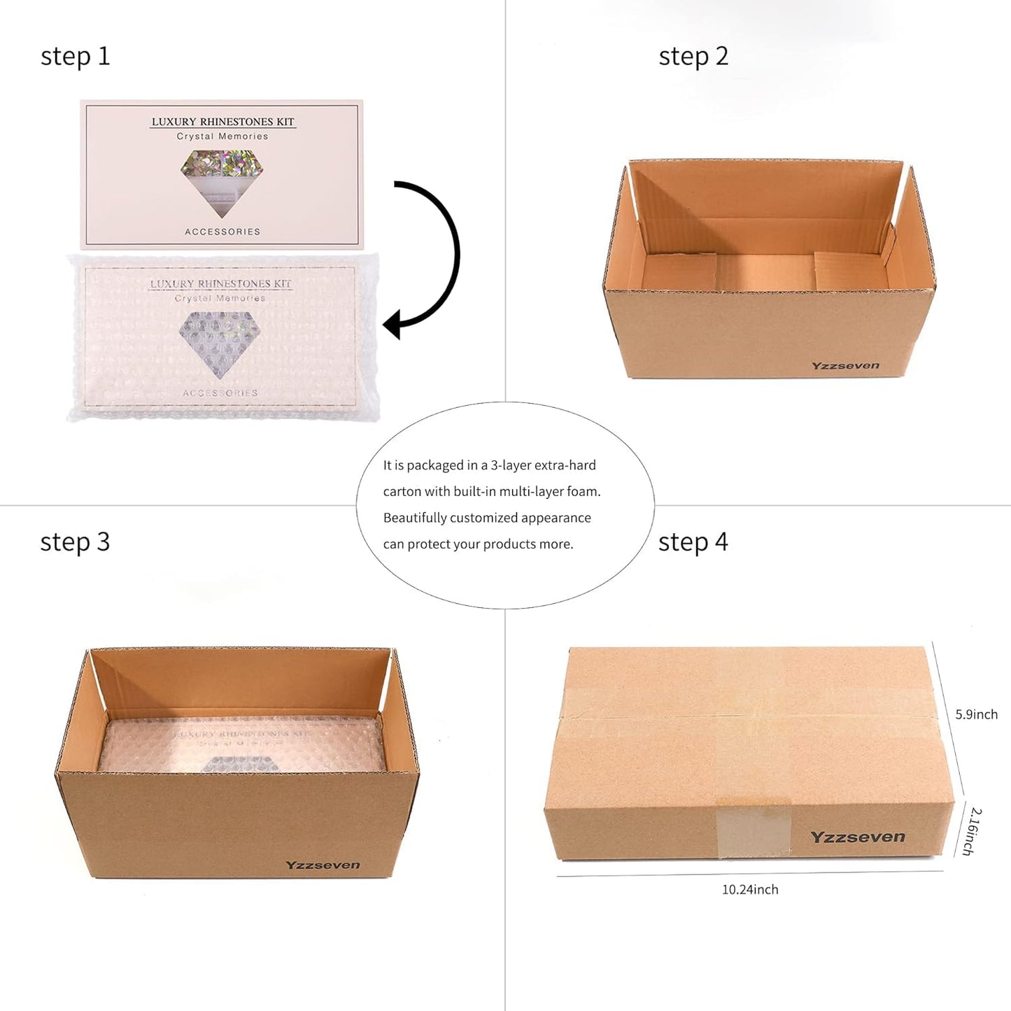 Yzzseven 12 Types of 600 White Diamonds + 2500 Flat Rhinestones Mix 20 Styles Flatback DIY Crafts Rhinestone Crystals 3D Ornament‌s Flat Back Stones Set + Tweezers + Drill Pen
