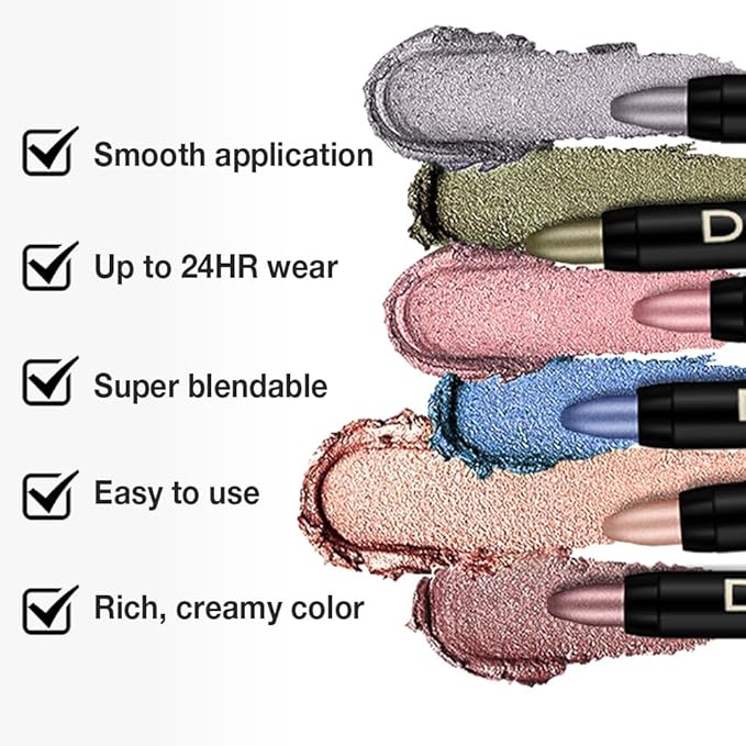 evpct Rose Gold Shimmer Cream Eye Shadow Sticks Brightener Pencils for Women, Rose Gold Silky Eyeshadow Applicator Stick Pen Waterproof, Blendable Crease-Proof Stick Eyeshadow Shimmer Eye Makeup 72