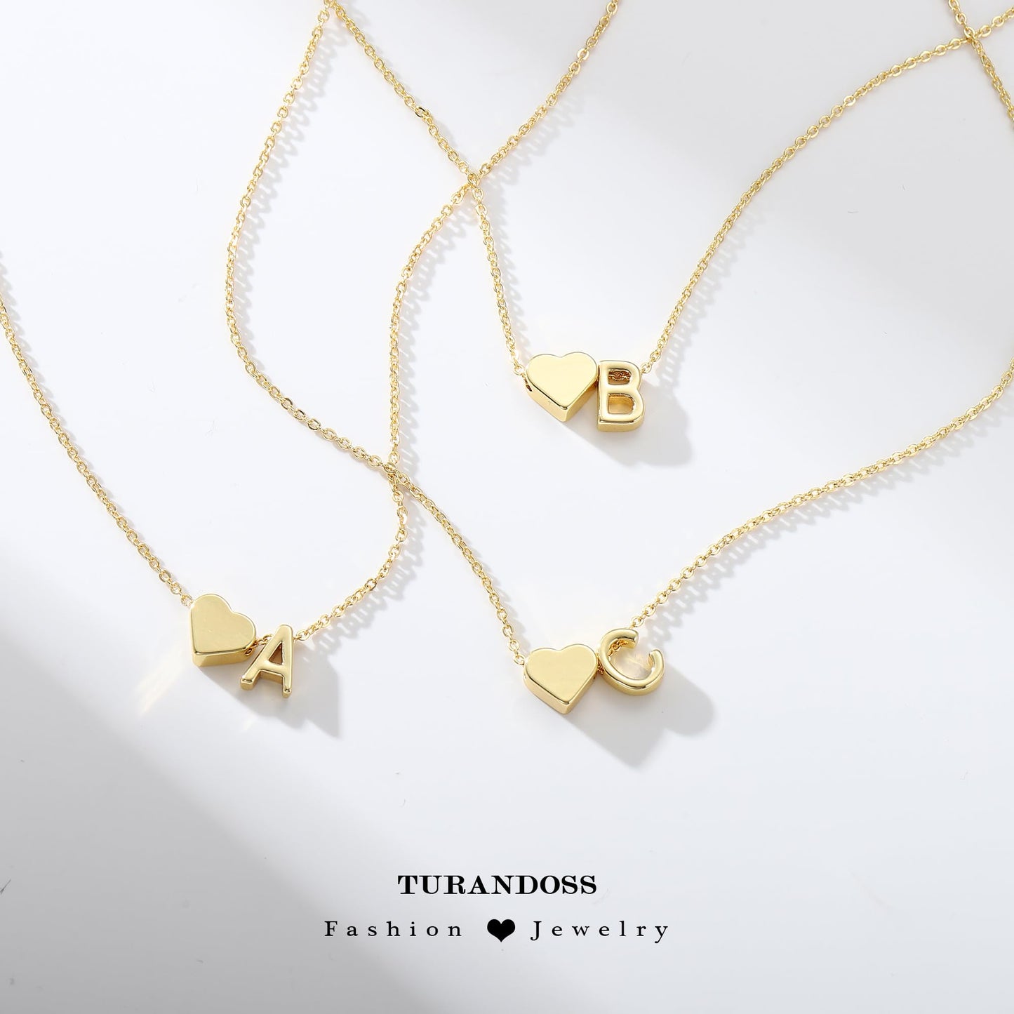 Turandoss Heart Initial Necklaces for Women Trendy, 18K-Gold-Plated Dainty H Heart Tiny Initial Necklaces Letter Jewelry for Women