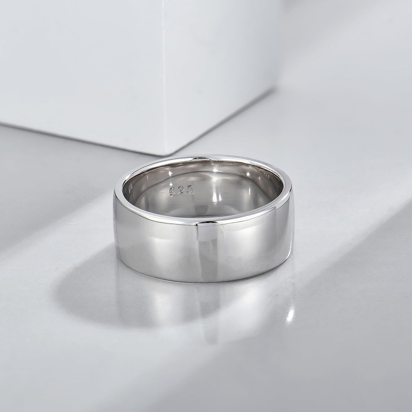 STARCHENIE Solid 925 Sterling Silver 8mm Wedding Band Ring, Comfort Fit High Polish, for Men and Women (Size 9)