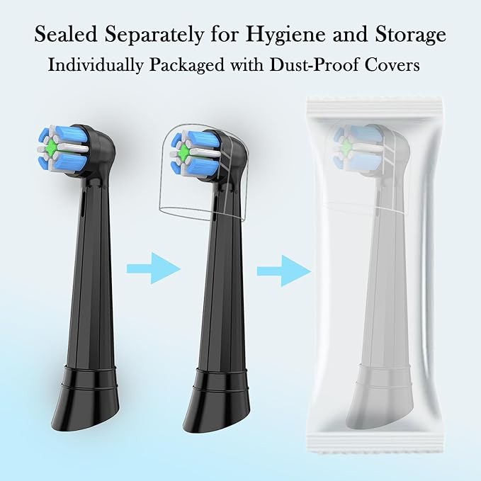 IO Replacement Brush Heads Compatible with Oral B iO Series 2-10 Electric Toothbrushes (Black, 6 PCS)