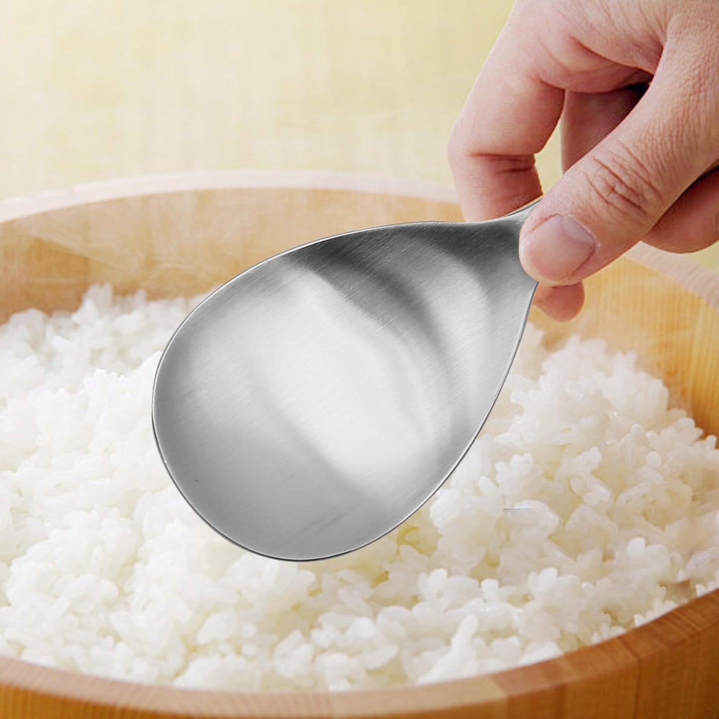 2 Pack Stainless Steel Rice Spoons, 8 Inch Thickened Heat Resistant Serving Spoon, Cooking Spoon for Kitchen Utensils