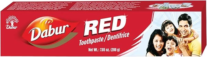 Dabur Red Toothpaste for Fresh Breath & Gum Health - Dentifrice for Oral Strong Teeth - for Stains & Protects Gums - for Complete Oral Hygiene - Ayurvedic Toothpaste - 200g Pack of 6