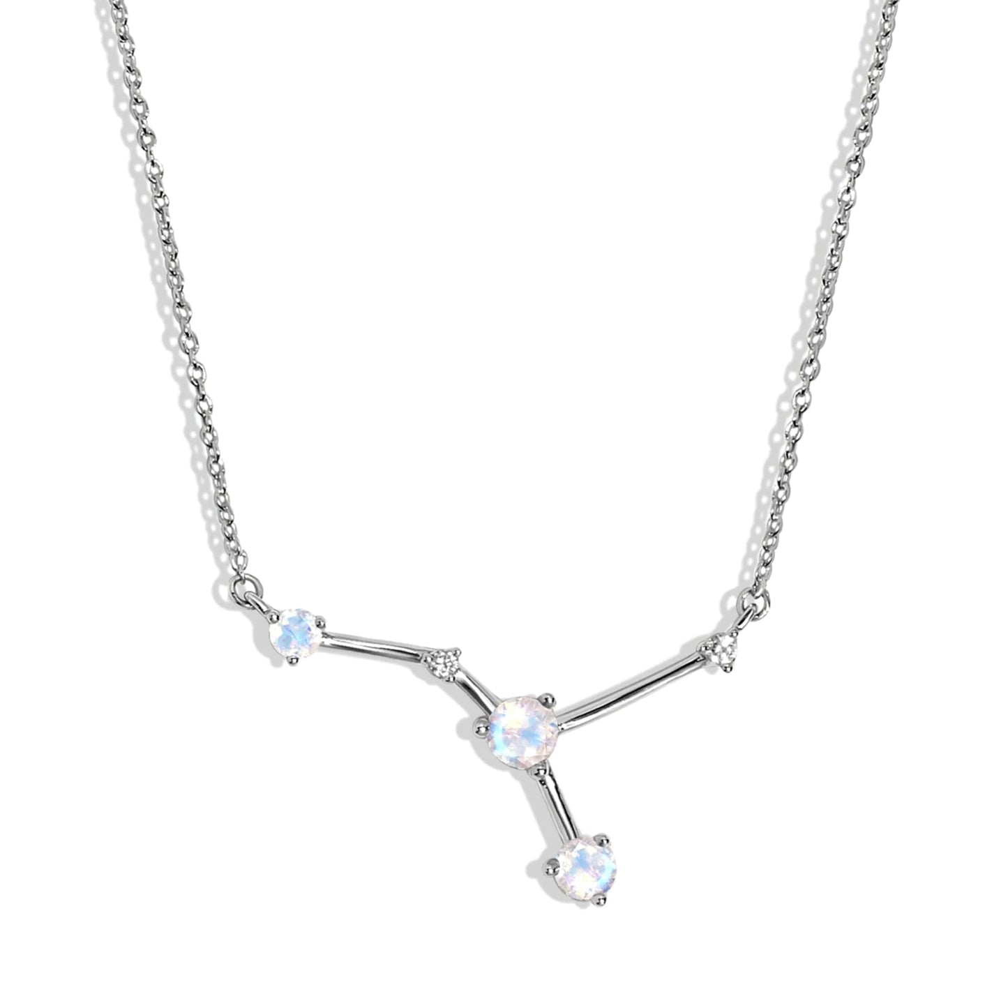 Moon Magic Moonstone Necklace - Cancer Zodiac Constellation / 925 Sterling Silver - 18k Rose Gold - Yellow Gold Rainbow Moonstone Necklaces for Women/Authentic Rainbow Crystal Jewelry