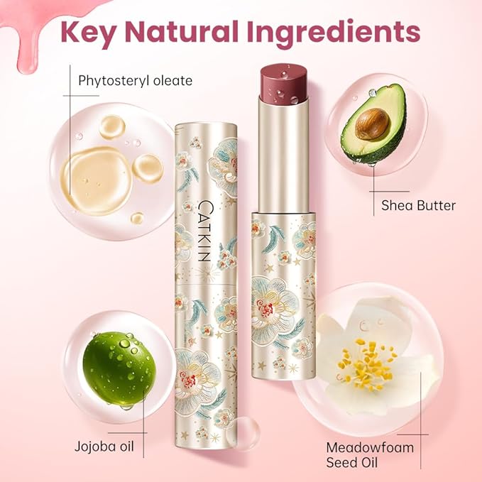 CATKIN Glossy Lip Balm Ultra Hydating Glow Lip Tinted Jelly Plump Melting Balm Shea Butter Repair Soothing For Dry Lips Dewy Finished 0.12 oz 2pcs Set 01