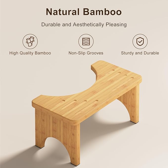 Osivaes 2 Pack Toilet Poop Stool Adult, Wood Squat Potty Stool for Adults, Foldable Bamboo Toilet Stool Squat for Travel Size, Wooden Toilet Bathroom Step, Portable for Pooping