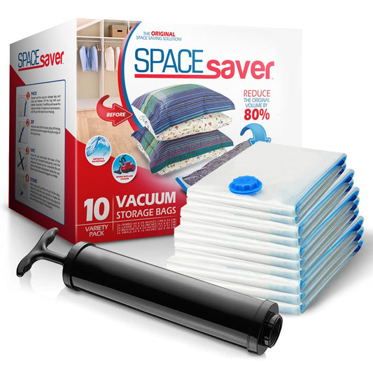 10-Pack Variety Vacuum Storage Bags for Comforters, Blankets & Clothes – Vacuum Sealed Compression Bags with Hand Pump – Space Saver Storage Bags for Bedding,Travel & Organization (2S, 2M, 3L & 3XL)