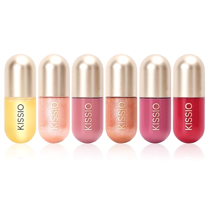 KISSIO Lip Plumper,Color Lip Plumper Gloss,Lip Enhancer,Plant Extracts Plumping Lip Serum,Moisturizing Lip Gloss for Fuller Lips and Hydrated Beauty Lips 5.5ml (03 Lakeside)