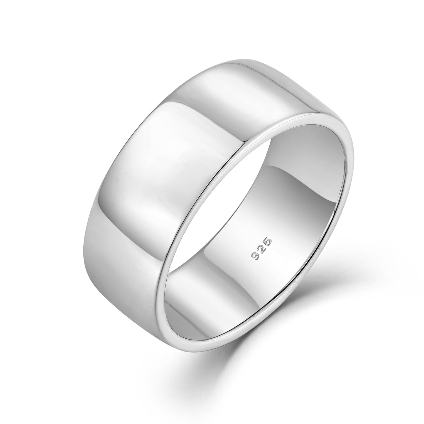STARCHENIE Solid 925 Sterling Silver 8mm Wedding Band Ring, Comfort Fit High Polish, for Men and Women (Size 12)