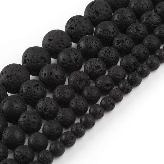 8mm Black Lava Rock Natural Stone Beads Round Loose Beads for Jewelry Making Yochus DIY Beads Bracelet Necklace