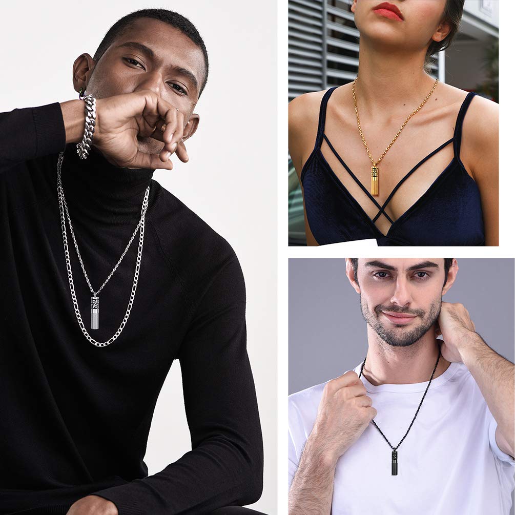 Perfume Locket Round Bottle Pendant Necklace Diffuser Essential Oil Aromatherapy Men Women Jewelry Black Necklace