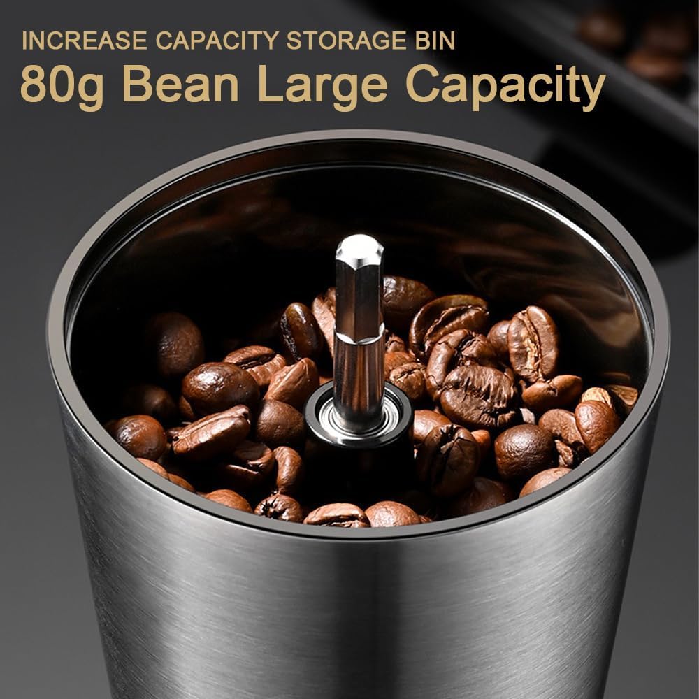 BOMANSI BOMS Manual Coffee Grinder - 8 Adjustable Coarseness Settings, Hand Crank Coffee Mill, Large Capacity, Portable Hand Coffee Grinder for Moka pot, French Press, Drip, Espresso, Gift