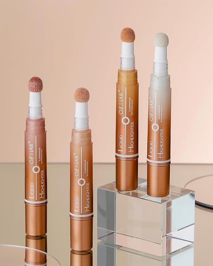 Angelo Glow Liquid Highlighter Wand Rose Gold – Buildable Illuminating Makeup Stick for Face and Body – Radiant Finish, 6ML/0.21FL.OZ，PACK OF 1