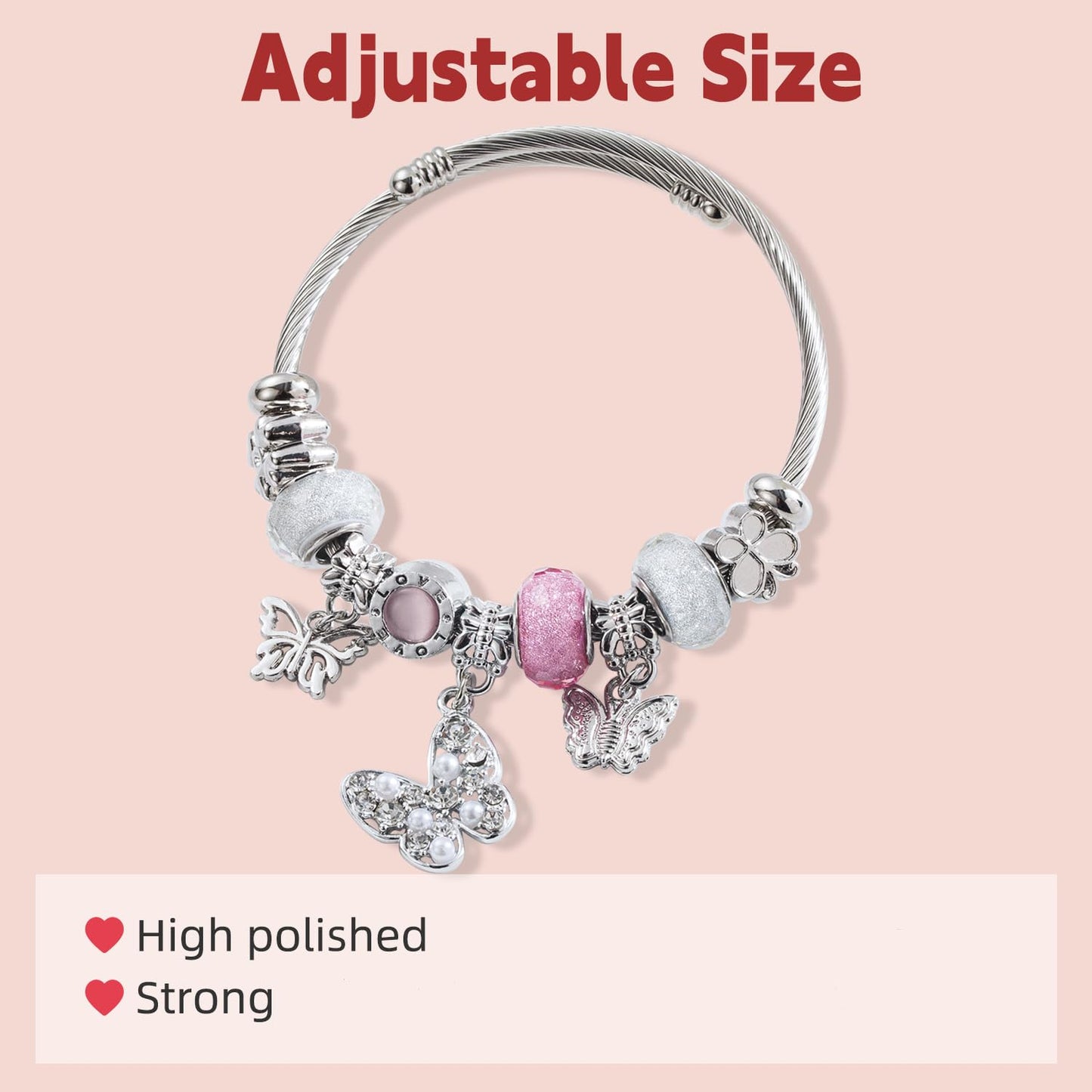IUULOB Silver Women Bracelets - Adjustable Charm Bracelets for Women Birthday Gifts Favors Titanium Steel Bracelet Bundle Jewelry Kit (G: Christmas Hat - Christmas Tree)