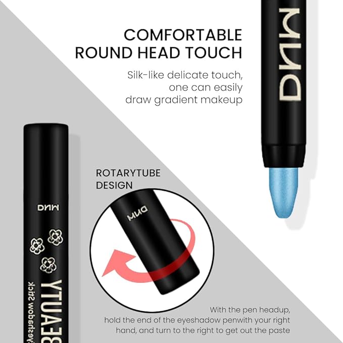 evpct Dazzling Blue Shimmer Cream Eye Shadow Brightener Sticks Set for Eyes, Blue Shimmery Matte Pencil Eye shadow Applicator Stick Pen Palette Makeup Waterproof sombras en crema para ojos 11#