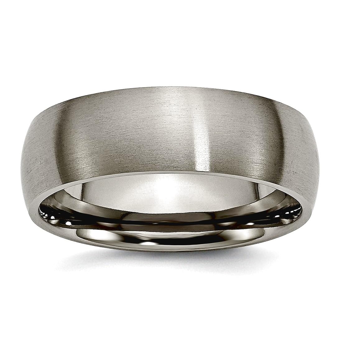 JewelryWeb Titanium Half Round 7mm Brushed Band Ring Size 7 Ring for Women and Men