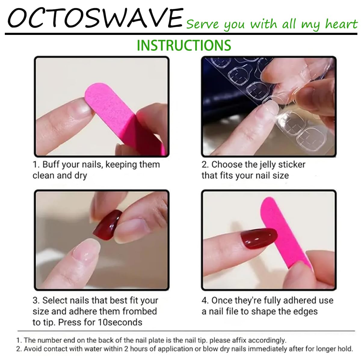 octoswave Press on Nails Medium Almond Fake Nails 3D Artificial Nail Blue Love Gold Charm Stick on Nail for Women 30pcs