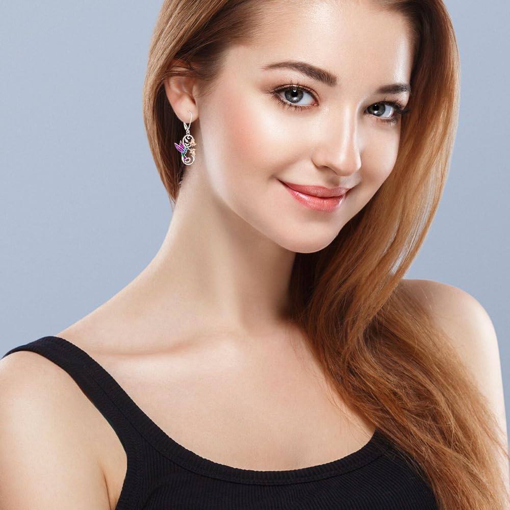 925 Sterling Silver Hummingbird Earrings Bird Flower Earring for Women Mothers Day Christmas Jewelry Gifts for Women