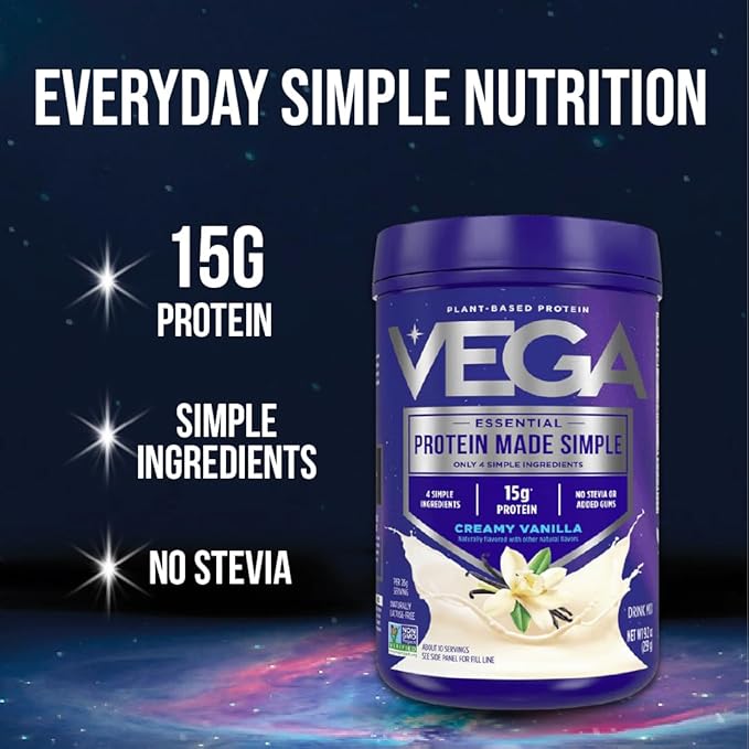 Vega Protein Made Simple Vanilla XL Value Tub (70 Servings) Stevia Free Vegan Protein Powder, Plant Based, Healthy, Gluten Free, Pea Protein for Women and Men, 3.9lbs