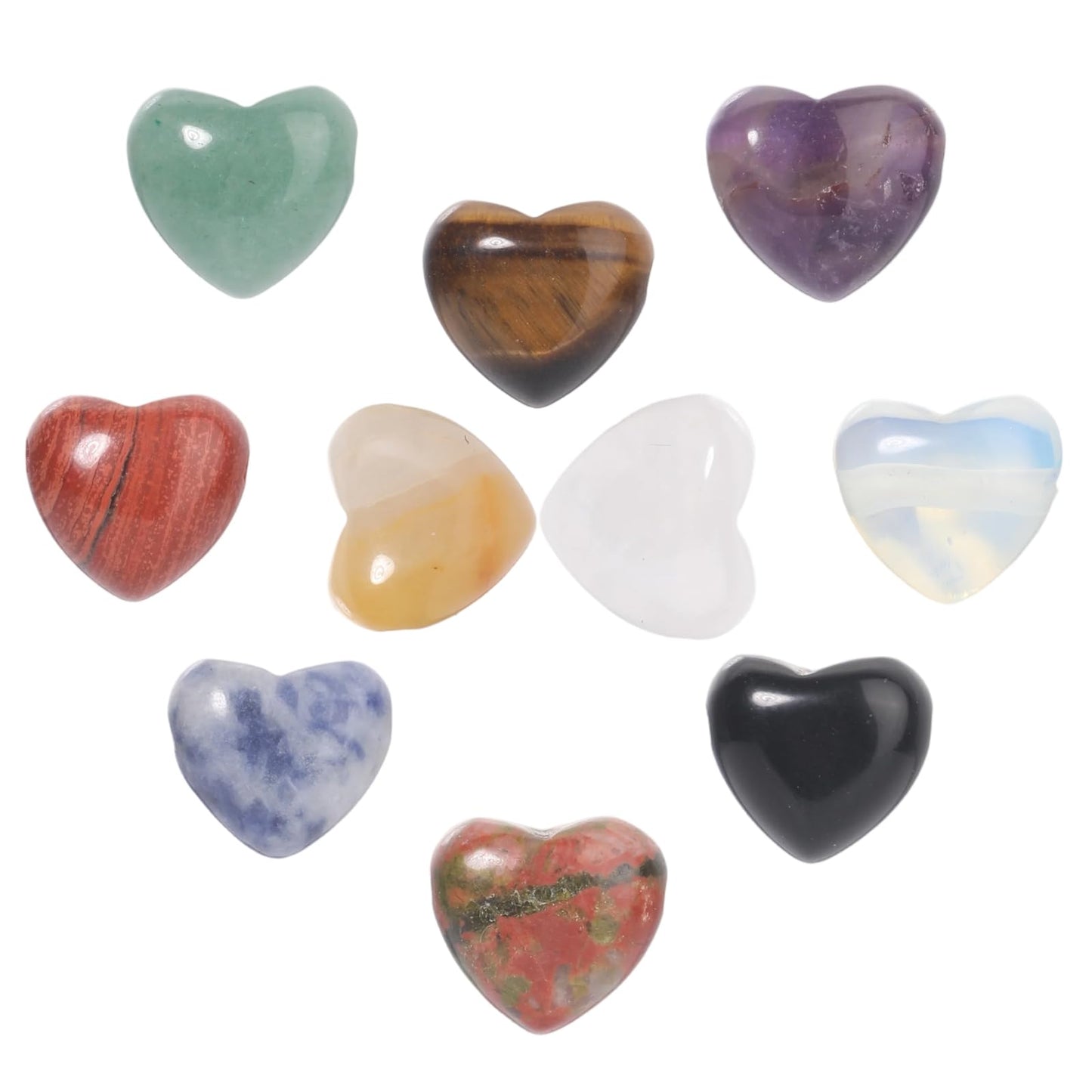 Yochus 5pcs Tiger's Eye Natural Heart Stone Beads，12mm Healing Energy Gemstone for Jewelry Making Earring Necklace DIY