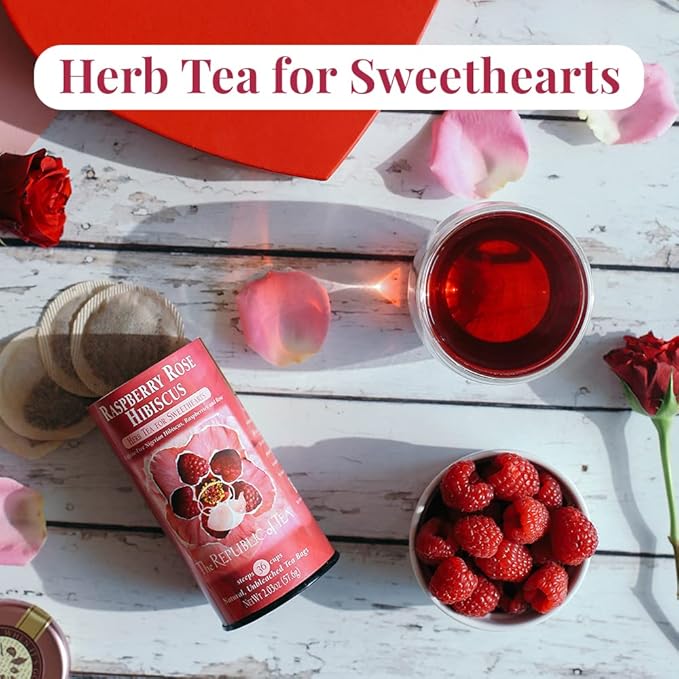 The Republic of Tea - Raspberry Rose Hibiscus Tea, 36 Count Tea Bag Tin