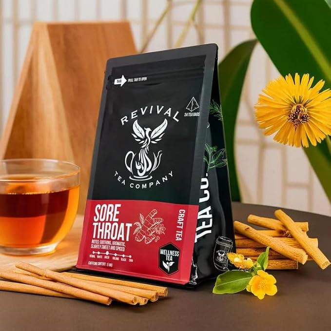 Sore Throat Tea - Wellness Tea Made with Elm Bark, Licorice Root and Marshmallow Root with Herbal and Medicinal Properties - Low Caffeine - Loose Leaf 4 Ounces