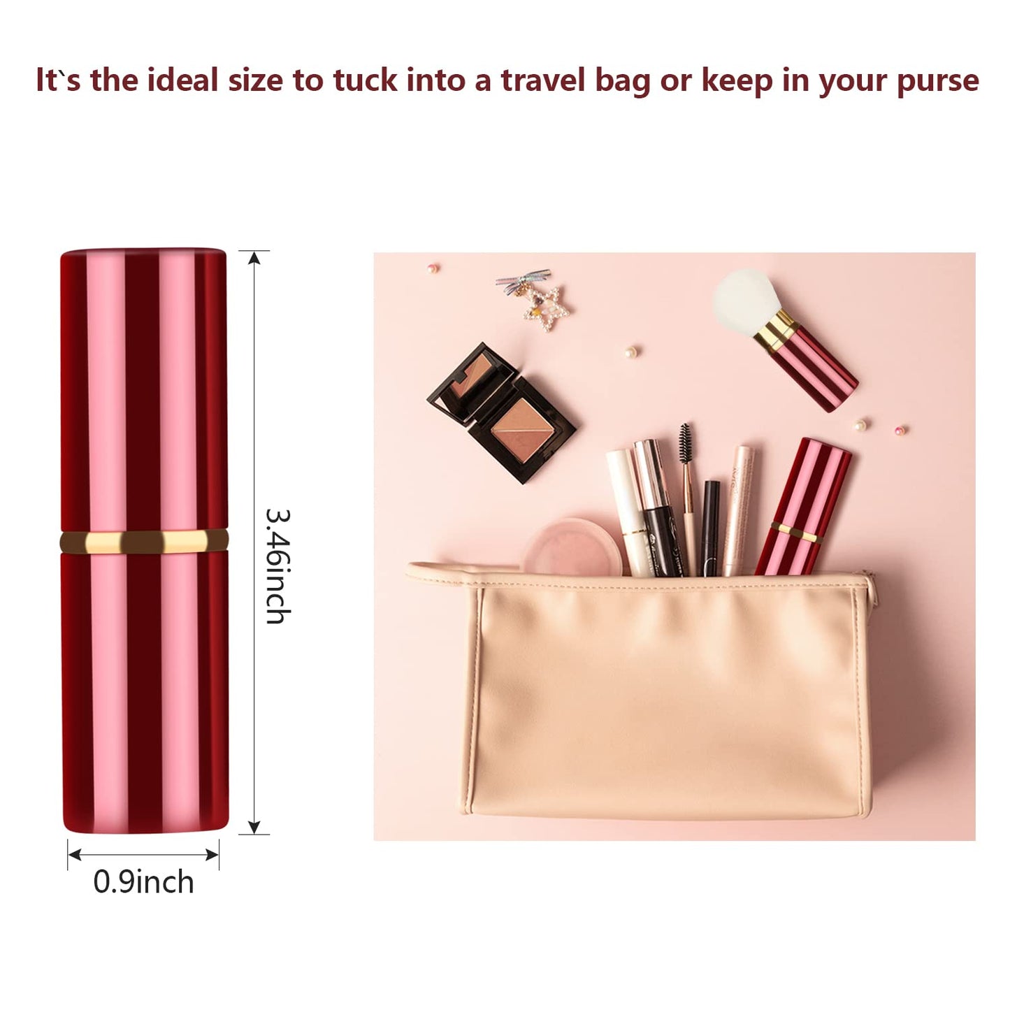 Falliny Retractable Kabuki Makeup Brush, Travel Face Blush Brush, Portable Powder Foundation Sunscreen Brush with Cover for Blush, Bronzer, Buffing, Flawless Powder Cosmetics