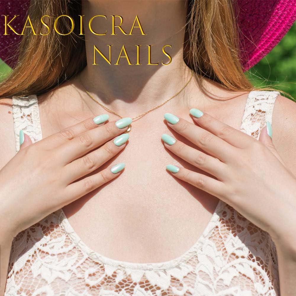 French Tip Press On Nails Medium Square Fake Nails Gold Line With Gradient Design Green False Nails Full Cover Glossy Acrylic Stick On Nail Artificial Cute Glue On Nail For Women 24pcs
