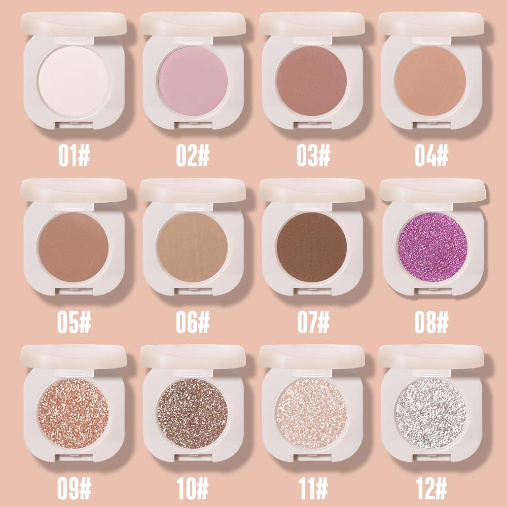 Single Nude Coffee Brown Matte Eyeshadow,Bright Intense Monochrome Eye Shadow,Apply Makeup Easily,Matte Pressed Powder Single Eyeshadow,24 Hour Eye Makeup Longwear Waterproof