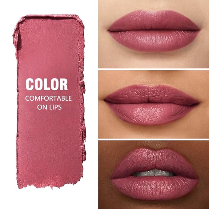 Mauve Matte Lipstick Crayon for Women, 24 Hour Lipstick Lip Liner Pencil Long Lasting Waterproof Smudge Proof Vegan & Cruelty-Free Neutral lip liner marker Easy Application Full Coverage B05#