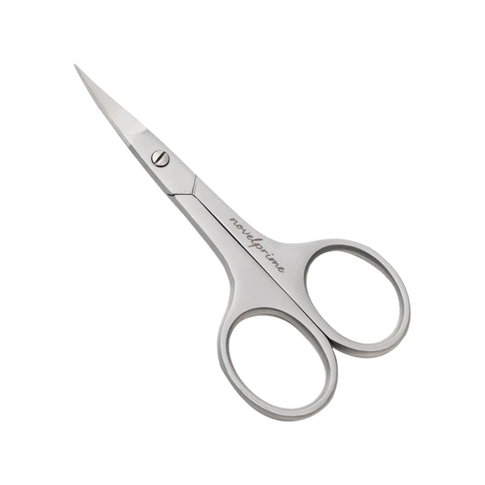 Novel Prime| Stainless Steel Cuticle Scissor with Extra Fine Curved Blade| Nail Scissors for Precise Pointed Tips| Manicure Scissors for Grooming and Eyebrows with Premium Leather Pouch (1 Count)