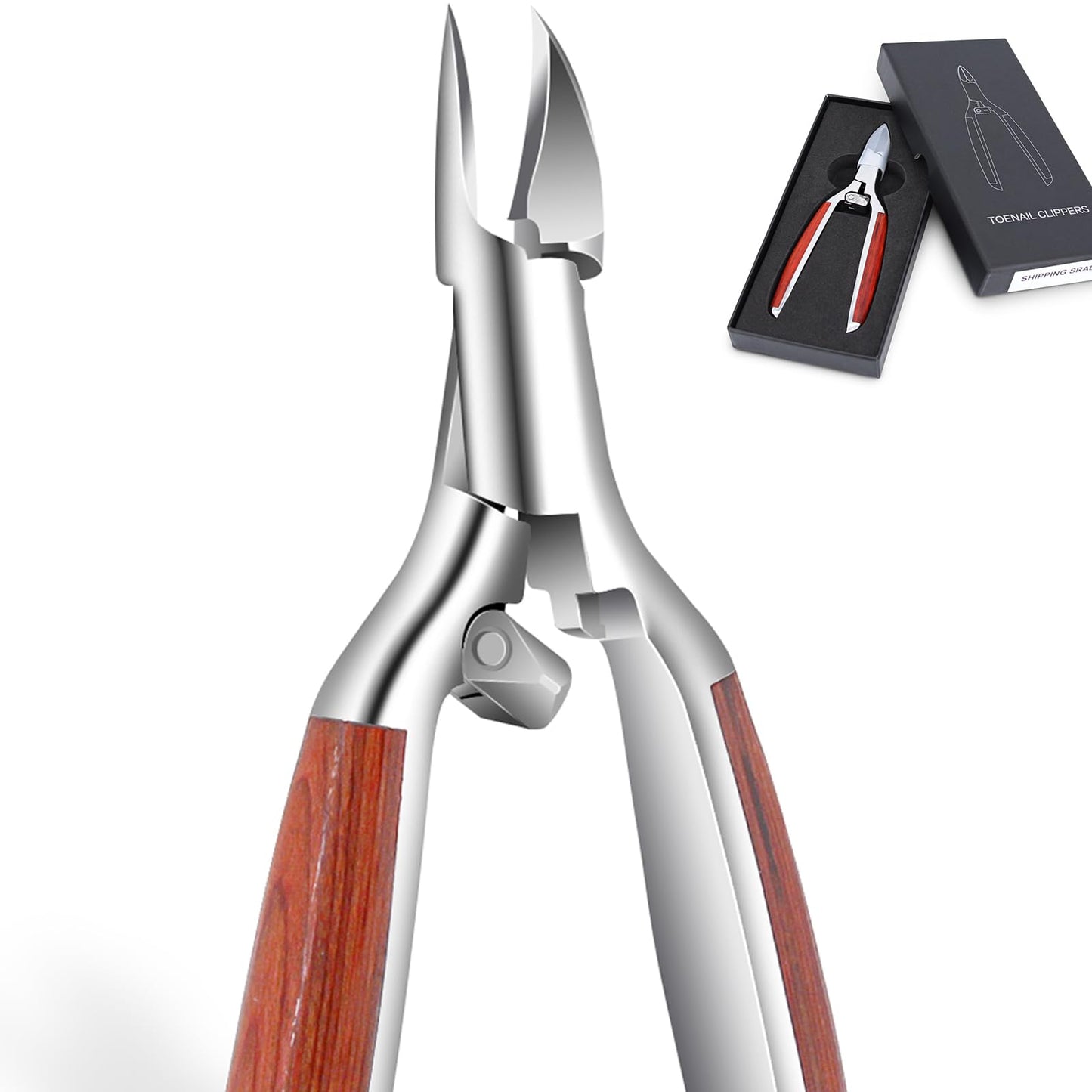 Podiatrist Toenail Clippers for Ingrown&Thick Toenails, alicates para uñas de pies, Luxury Wooden Handle Nail Clippers, Professional Toenail Cutter for Seniors, Men, Women