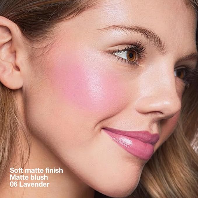 Single Lavender Pink Purple Matte Powder Blush Palette Face Makeup, Blush for Looks Younger Cheeks, Monochrome Cream Blushes Lightweight Long Lasting, Blush for Women All Skin Tones Paleta de
