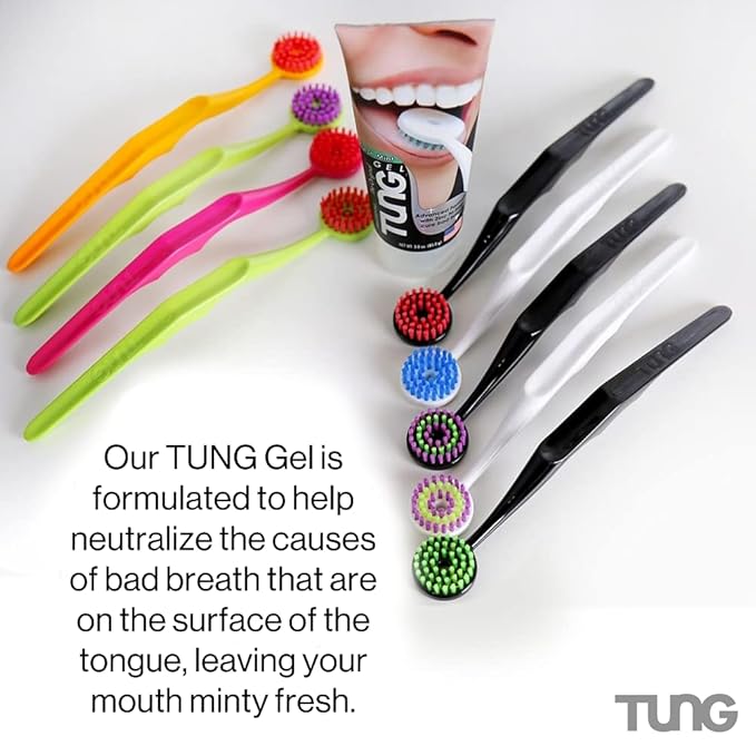Tung Tongue Gel, Natural Mint Blast Tongue Cleaner Paste, Bad Breath Odor Eliminator, Halitosis Defense, BPA Free, USA Made (4-Pack)
