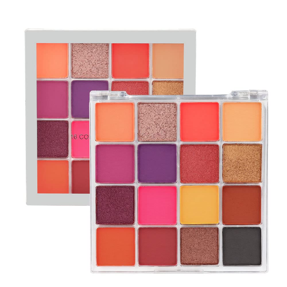 16 Girds Colorful Matte Shimmer Eyeshadow Palette for Eye Makeup,High Pigmented Eye Shadow Primers Powder Palet de sombras de ojos-Glitter Color#
